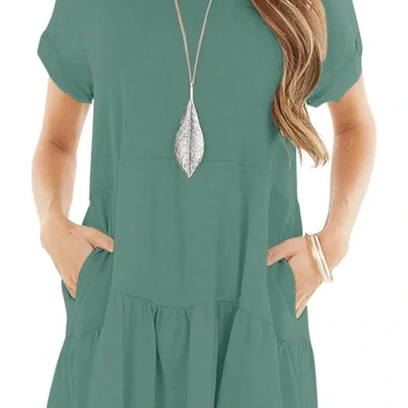 NWT women’s short sleeve crew neck T shirt dress Sz Medium - Picture 3 of 10